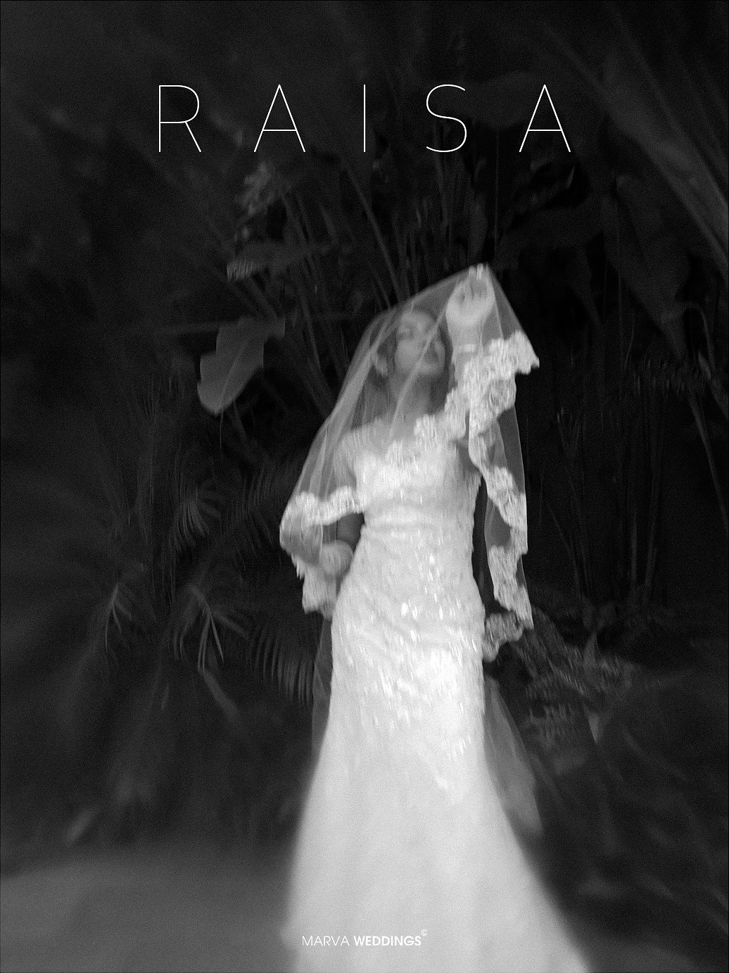 Black-and-white editorial portrait of a bride beneath a veil
